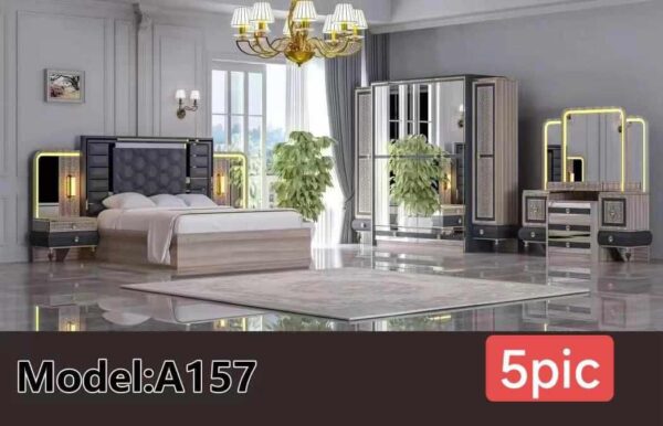 Ensemble de Chambre à Coucher Modèle A157 - 5 Pièces avec Éclairage LED