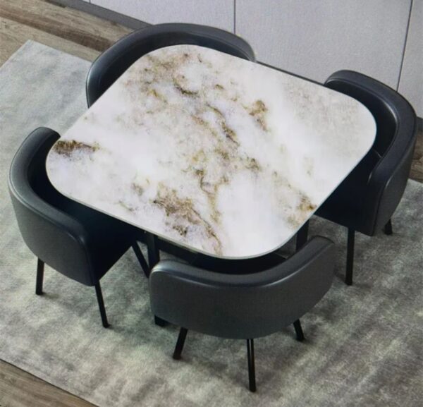 Table à Manger Moderne en Marbre avec 4 Chaises