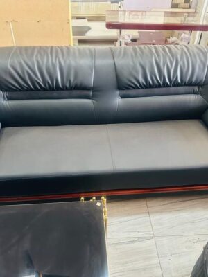 Canapé en Cuir 5 Places avec Finition Bois